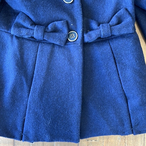 Janie and Jack navy wool bow front pea coat - Picture 2 of 7